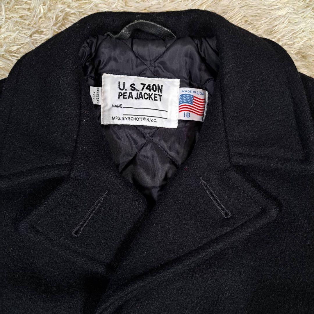 美品　ショット　USA ピーコート　キルティング　黒　サイズ18 ダブル