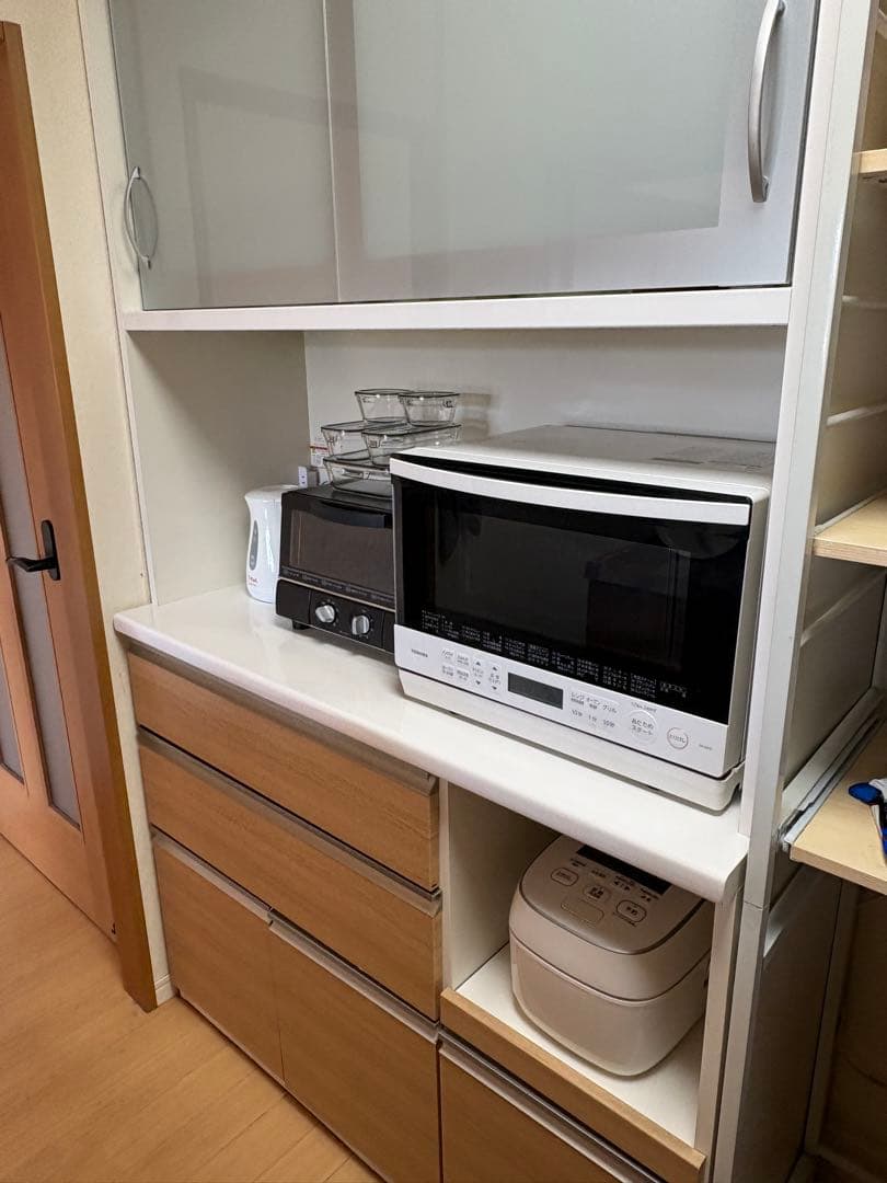 キッチンカウンター ホワイト/ナチュラル　松田家具　食器棚