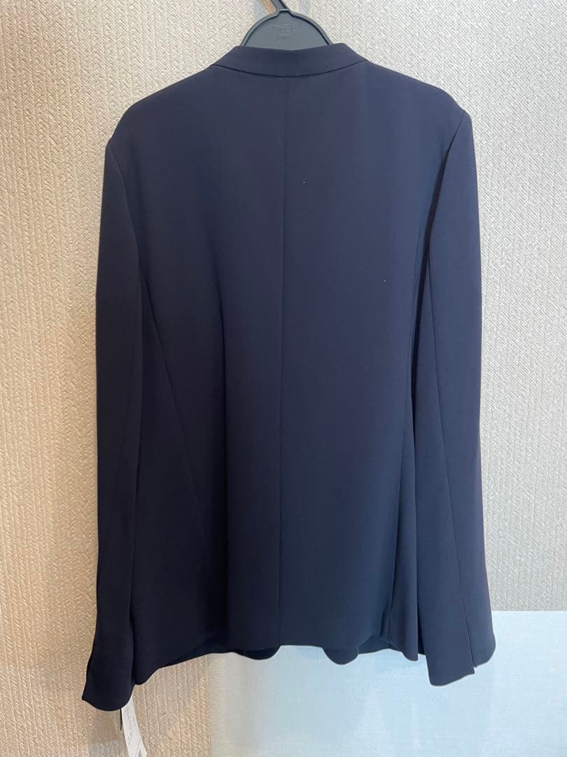 【新品】ノーカラージャケット L ネイビー 紺 タグ付き　ソージュ　soeju