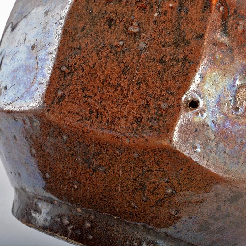 朝鮮美術　李朝　飴釉　面取壷　V　R6851