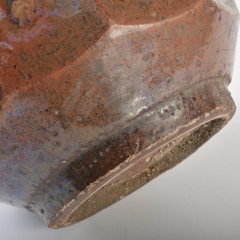 朝鮮美術　李朝　飴釉　面取壷　V　R6851