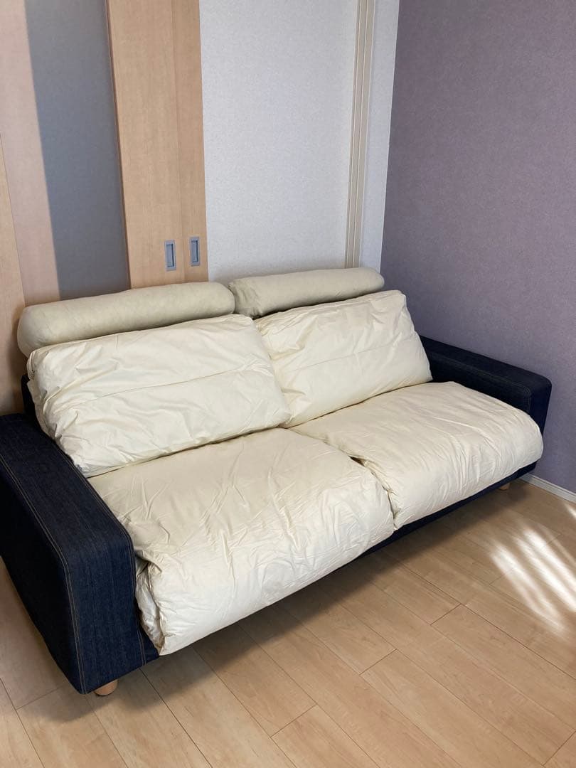 無印良品 2.5シーター ワイドアーム フェザークッション二層式　ポケットコイル