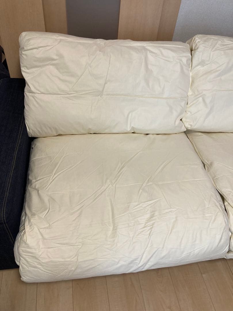 無印良品 2.5シーター ワイドアーム フェザークッション二層式　ポケットコイル