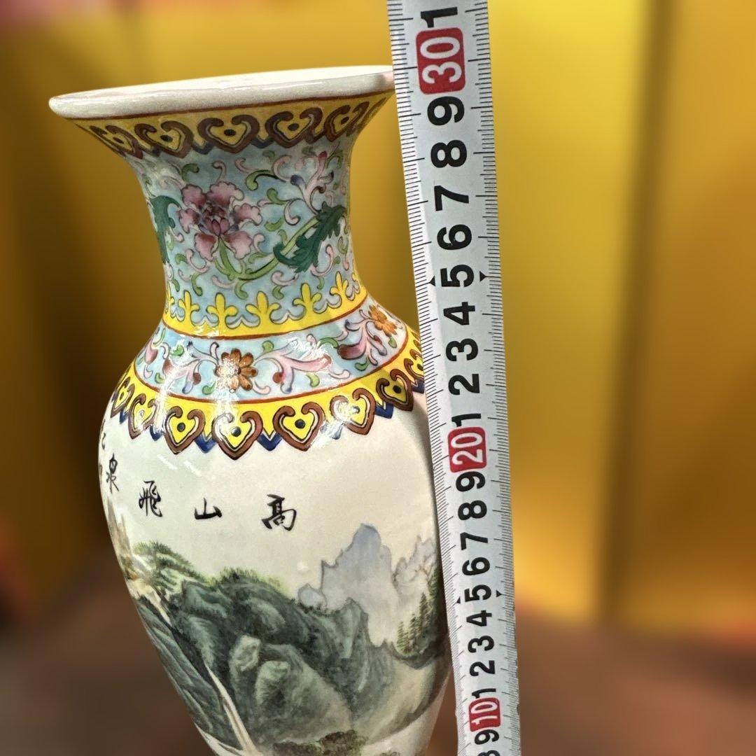 1975年，台湾，中国風 山水画 花瓶 花器