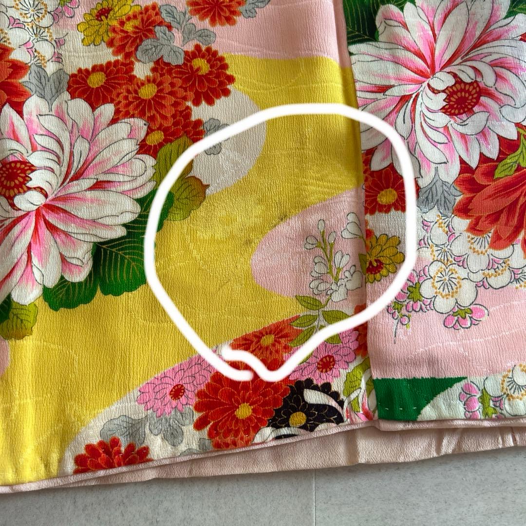 7歳　七五三　アンティーク正絹着物、アンティーク帯、帯揚げ、帯締めのセット