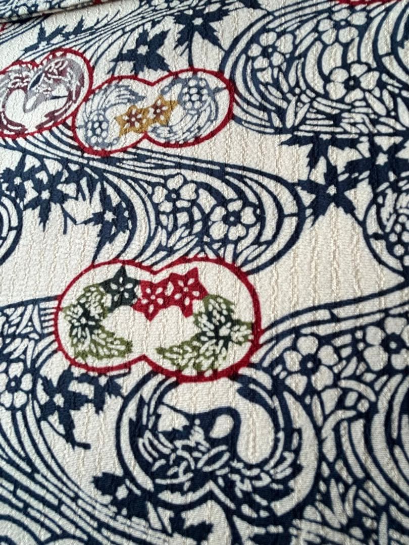 栗山吉三郎　和染紅型【誂え】　しつけ付き　証紙付き　浜ちりめん