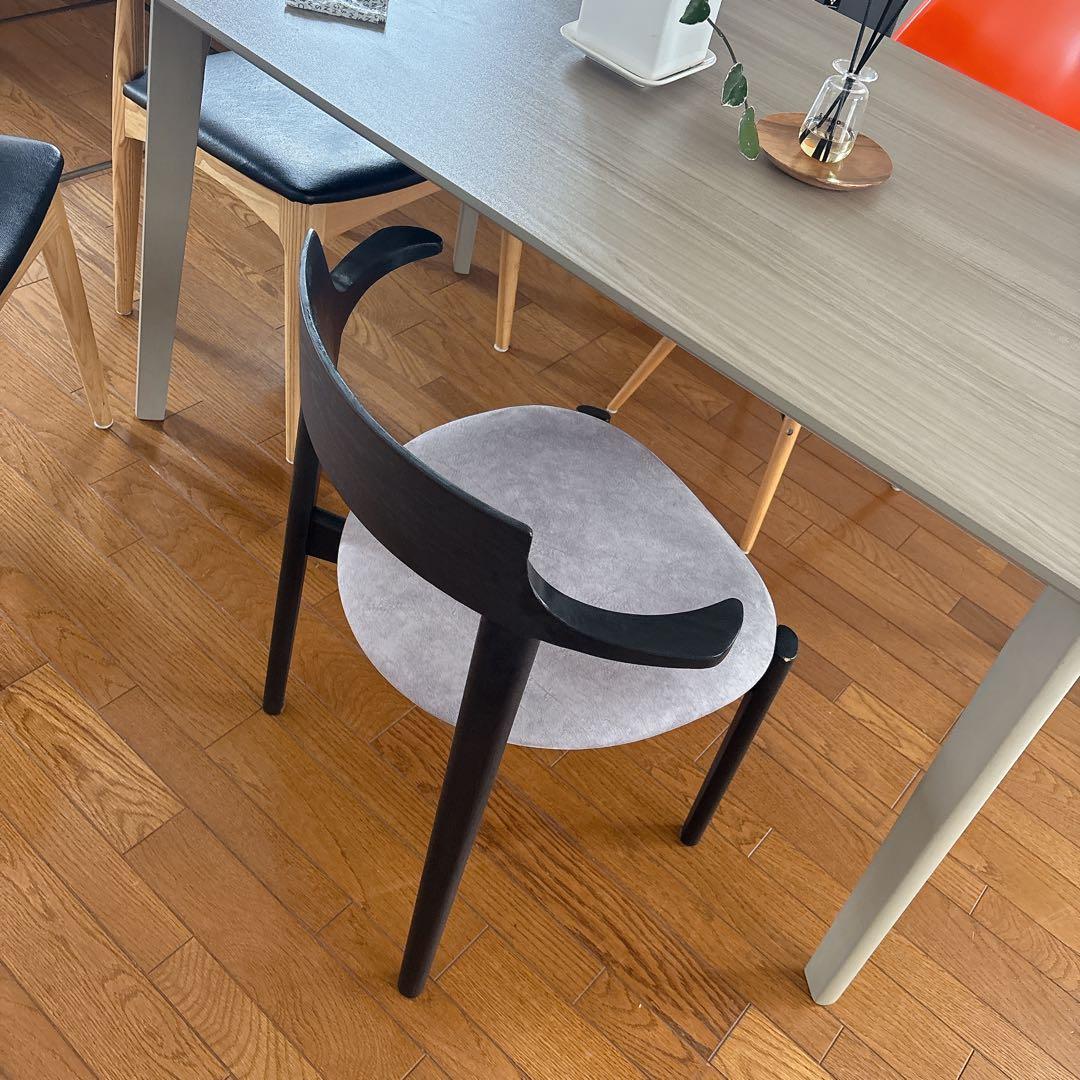 イバタ インテリア】セミアームチェア ブラック グレー スタッキング 2脚