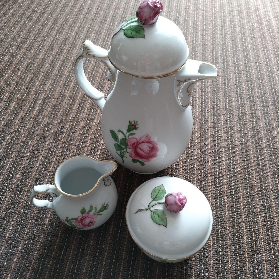 【美品】フュルステンベルク　バラ文様　ポット＆クリーマー＆シュガーポットセット