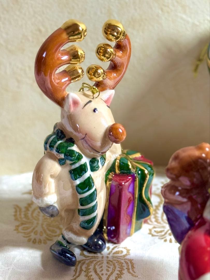 5体セットの可愛い陶器製クリスマスオーナメント