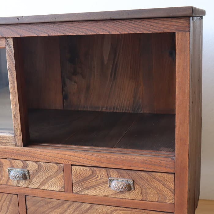 アンティーク ケヤキ ローボード 鉄脚 飾り棚 古家具 スギ テレビ台