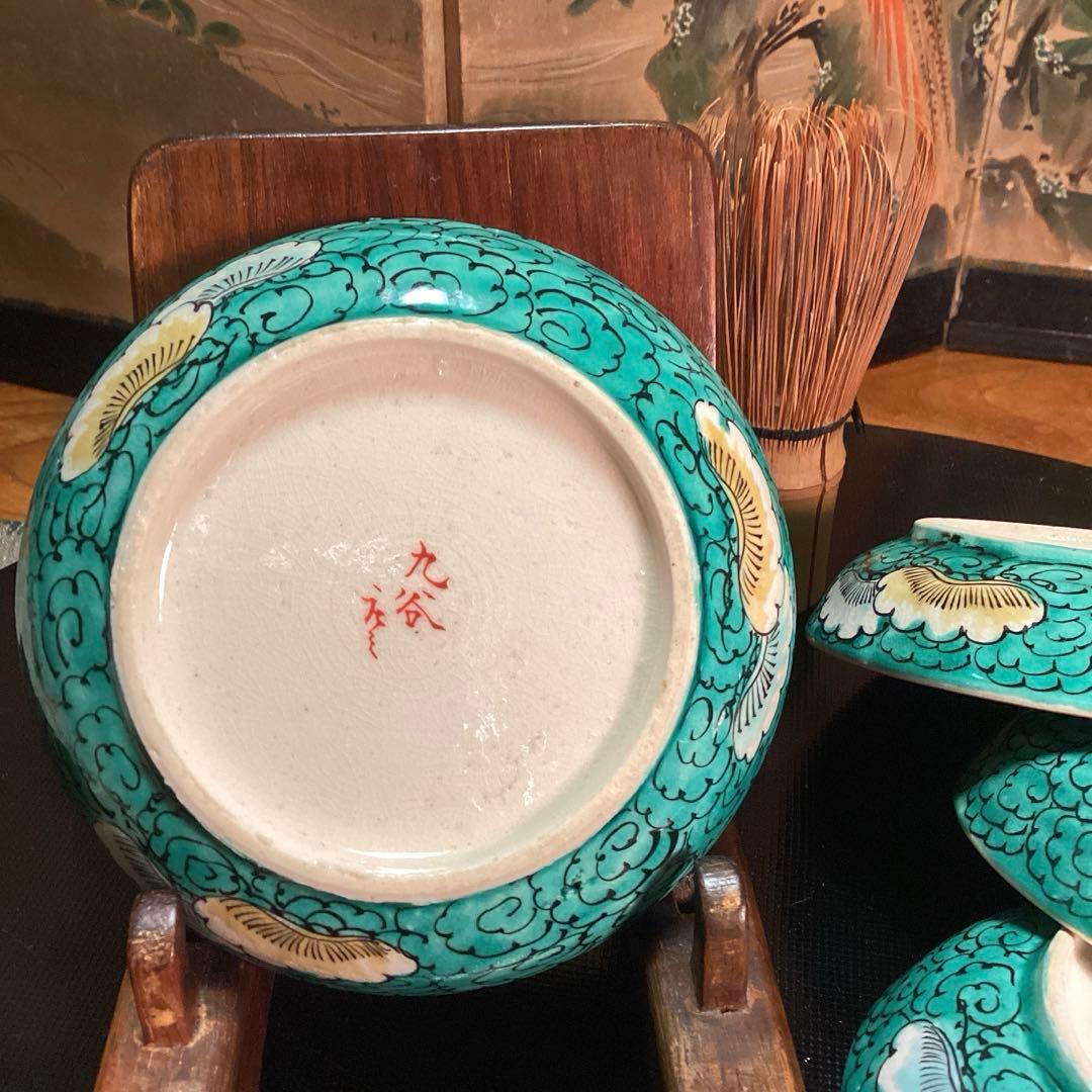 A1００６　時代物九谷焼　九谷庄三　彩色金襴手　5客