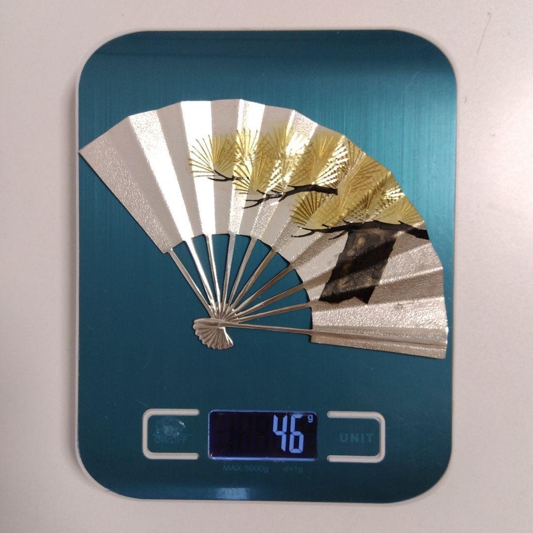 純銀 扇 扇子 銀細工 工芸 民芸 置物 縁起 富士 松