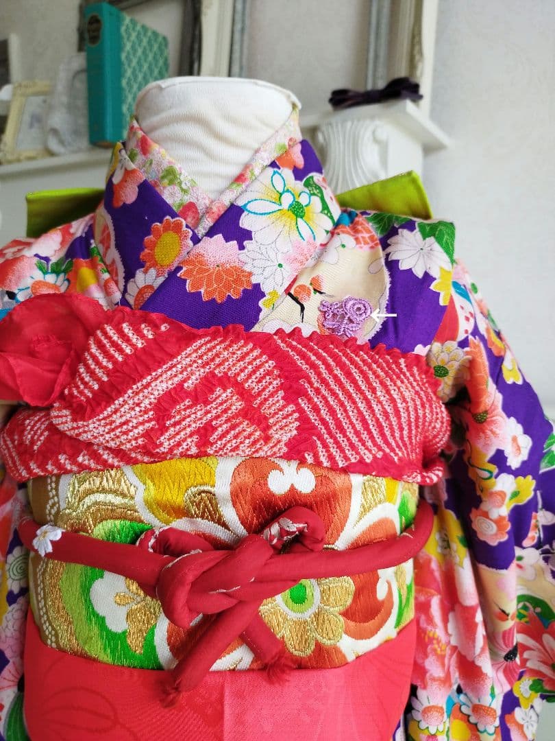 専用です☆アンティーク紫に百花繚乱の着物と作り帯