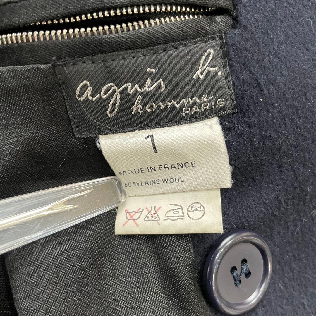 【agnes b. HOMME】90s カシミヤ混　ピーコート　フランス製　紺