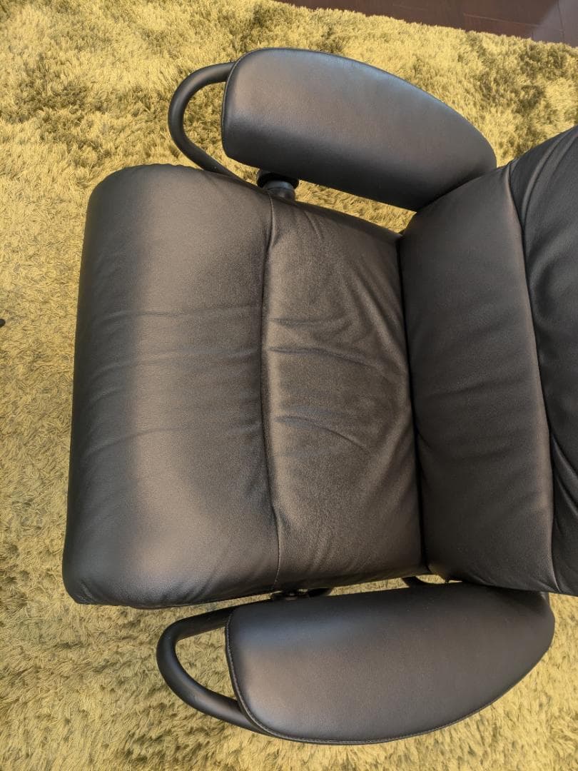 【美品】EKORNES Stresslessレザーリクライニングチェア　ブラック