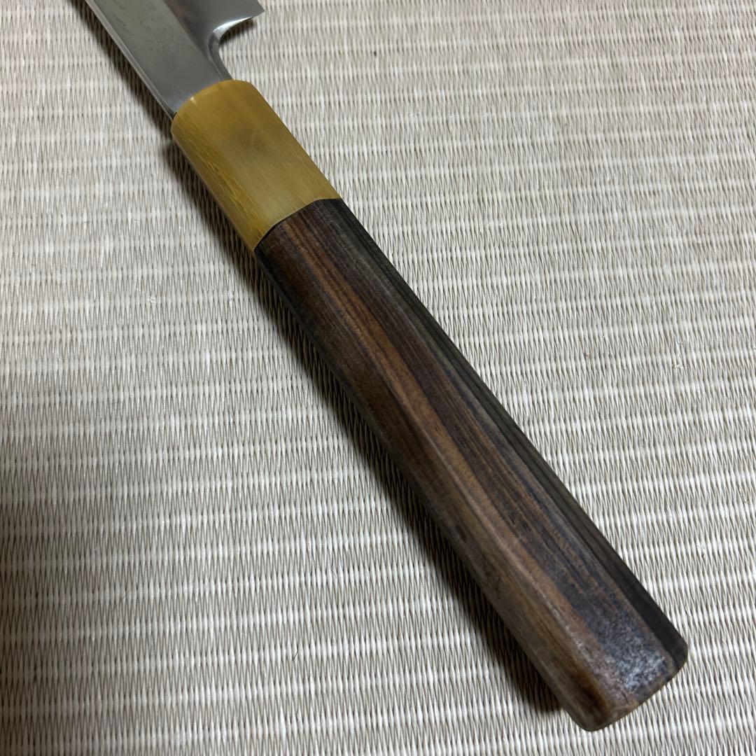 墨流し　青鋼　康之　柳刃　包丁　和包丁　黒檀白水牛八角柄　尺一