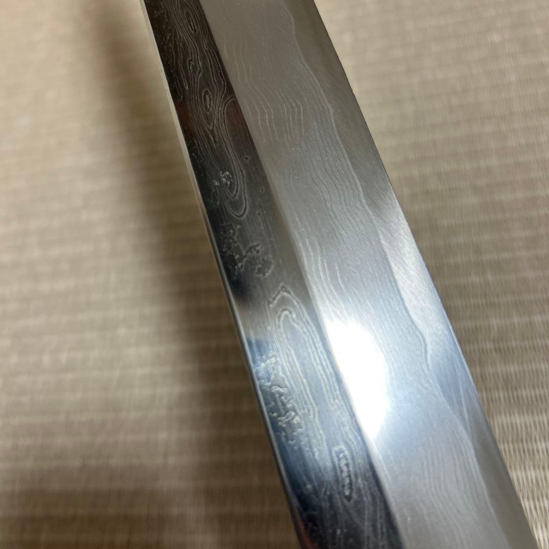墨流し　青鋼　康之　柳刃　包丁　和包丁　黒檀白水牛八角柄　尺一