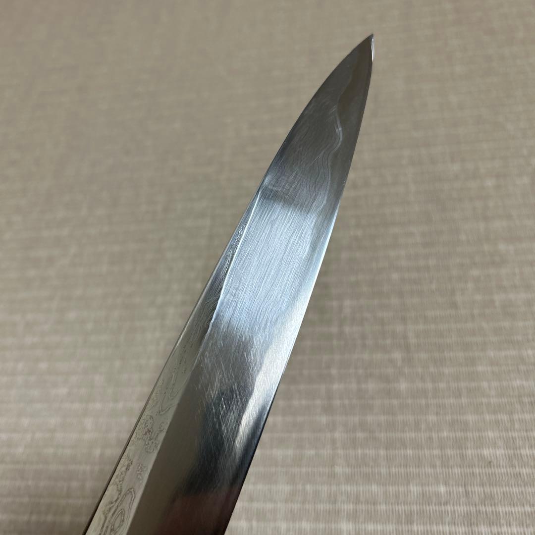 墨流し　青鋼　康之　柳刃　包丁　和包丁　黒檀白水牛八角柄　尺一