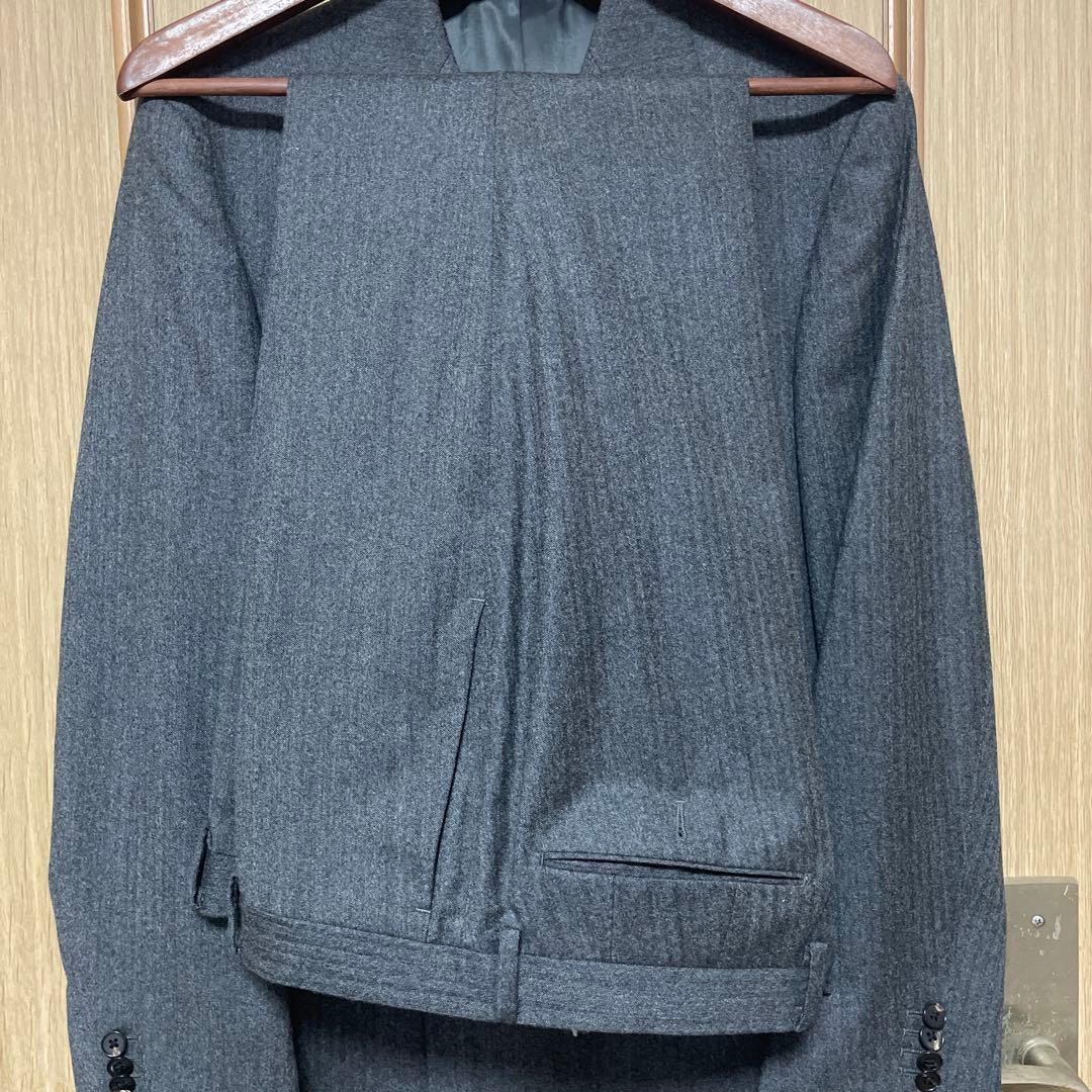 グレー ダブルブレスト ヘリンボーン スーツ