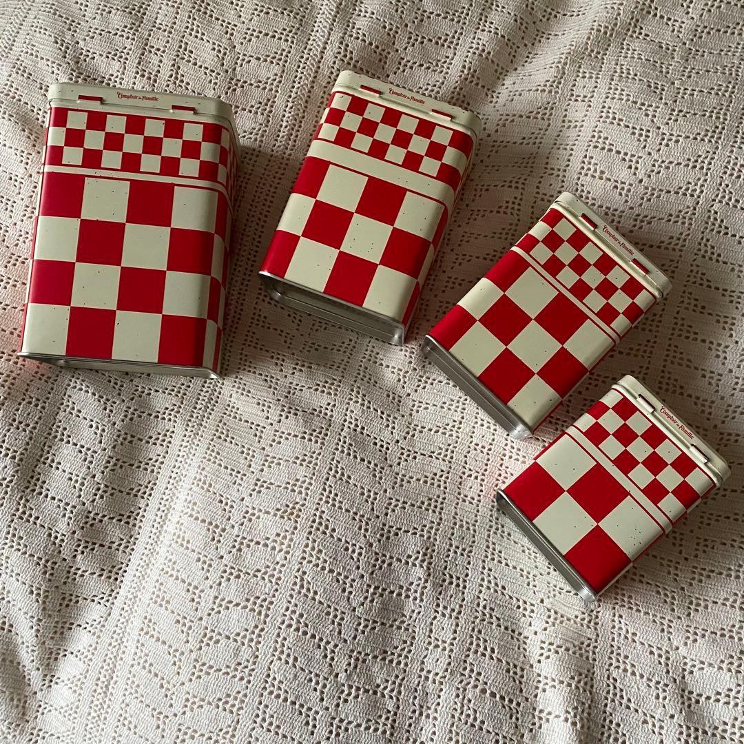コントワール・ドゥ・ファミーユ　ティン 缶ダミエ キャニスター ４個セット