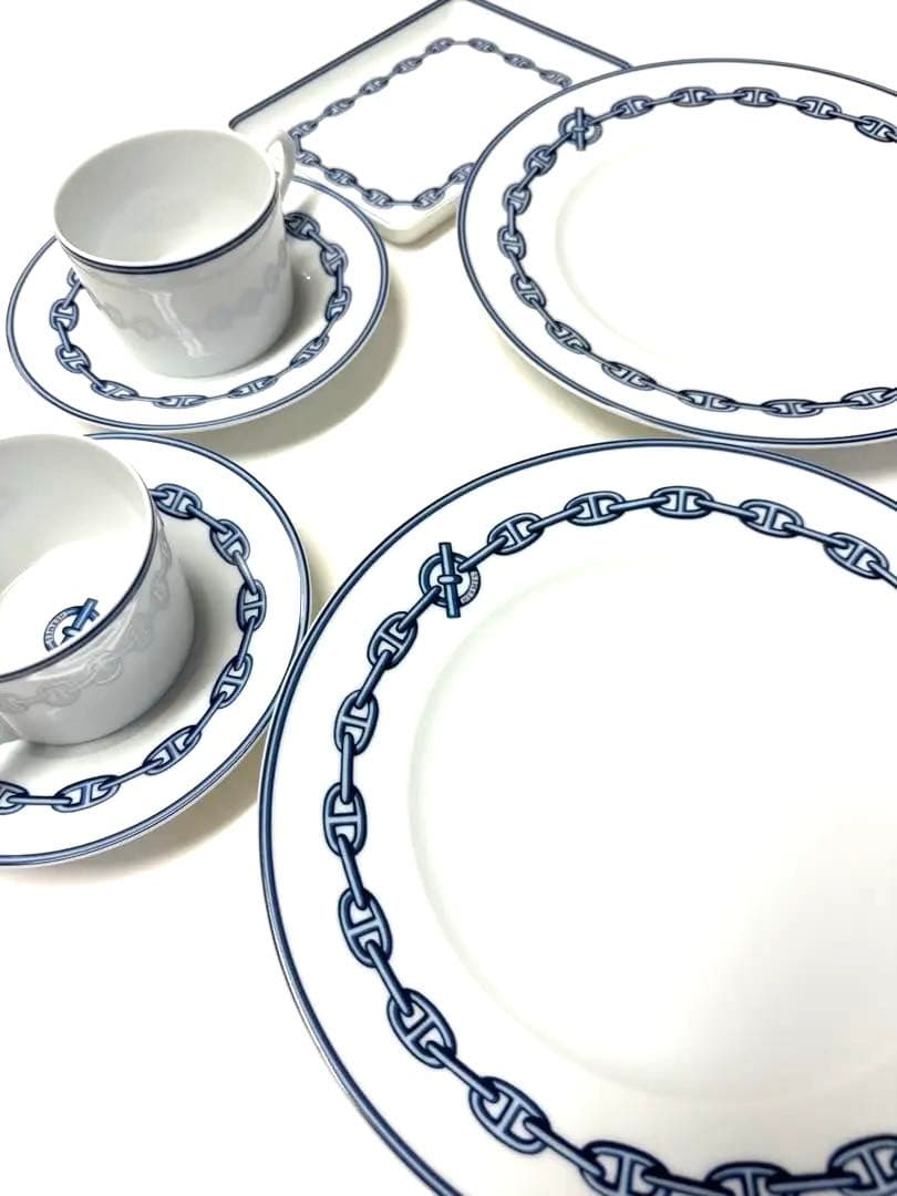 エルメス　青いチェーン模様 食器セット