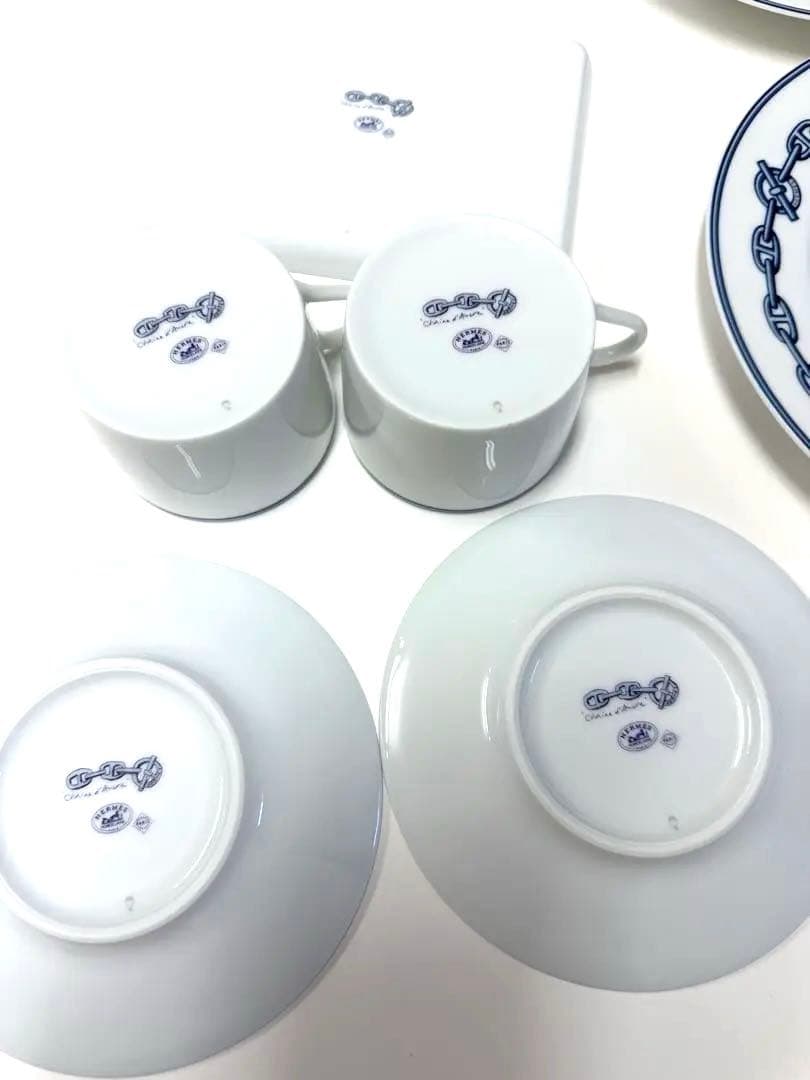 エルメス　青いチェーン模様 食器セット