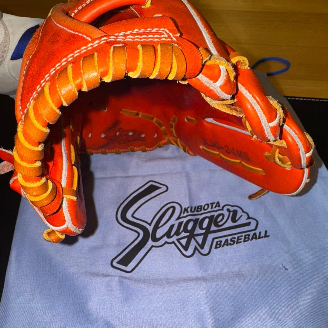 久保田スラッガー 内野手用 硬式グローブ KSG-24MS Fオレンジ 美品！