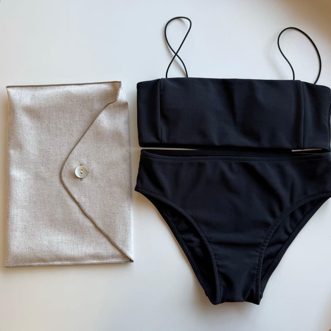 ETRE TOKYO ナローストラップベアスイムウェア S Black