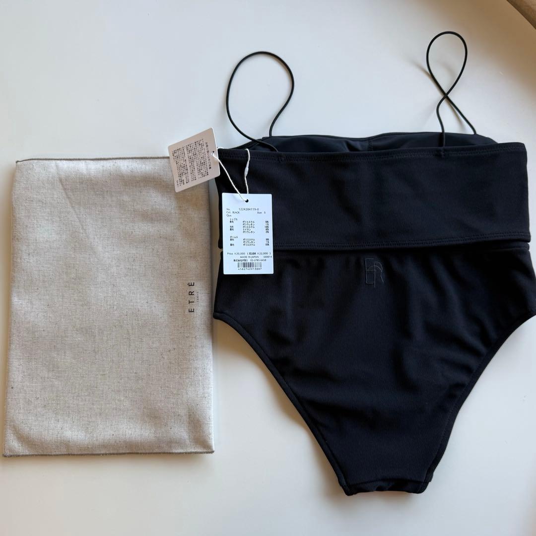 ETRE TOKYO ナローストラップベアスイムウェア S Black