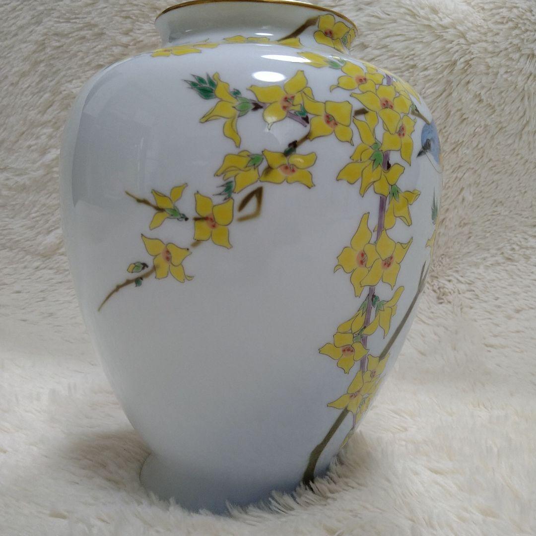 激レア【深川製磁】花瓶 鳥花 宮内庁御用達