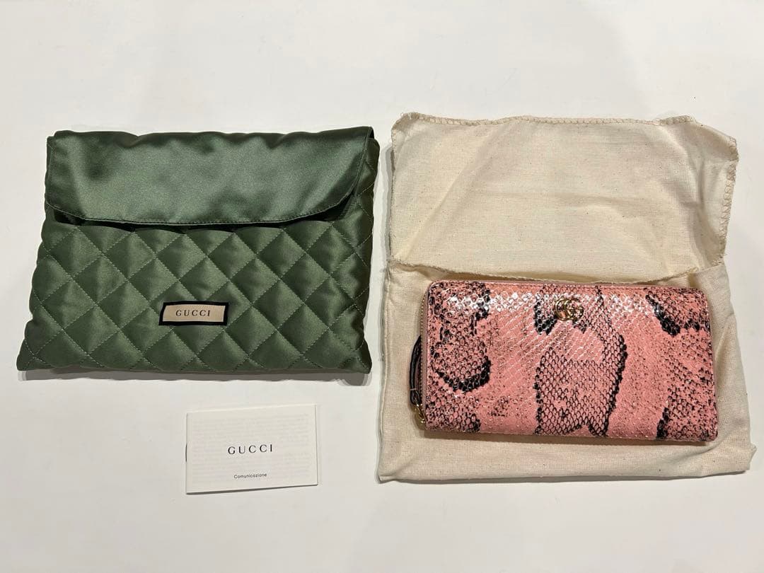 【新品未使用】GUCCI GGマーモント長財布　パイソン　ピンク