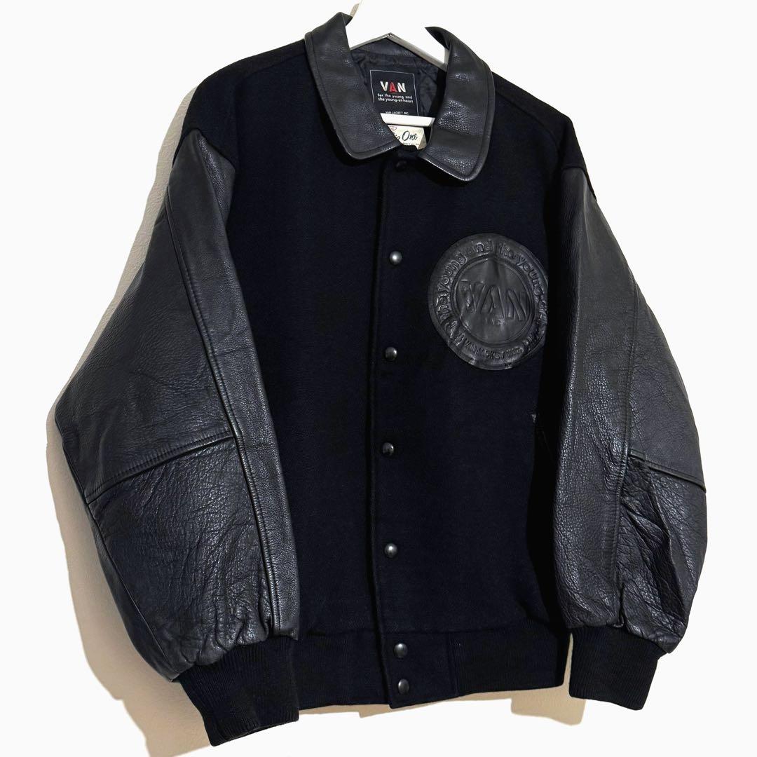 VAN JACKET スタジャン アーチロゴ アワードジャケット レザー 古着