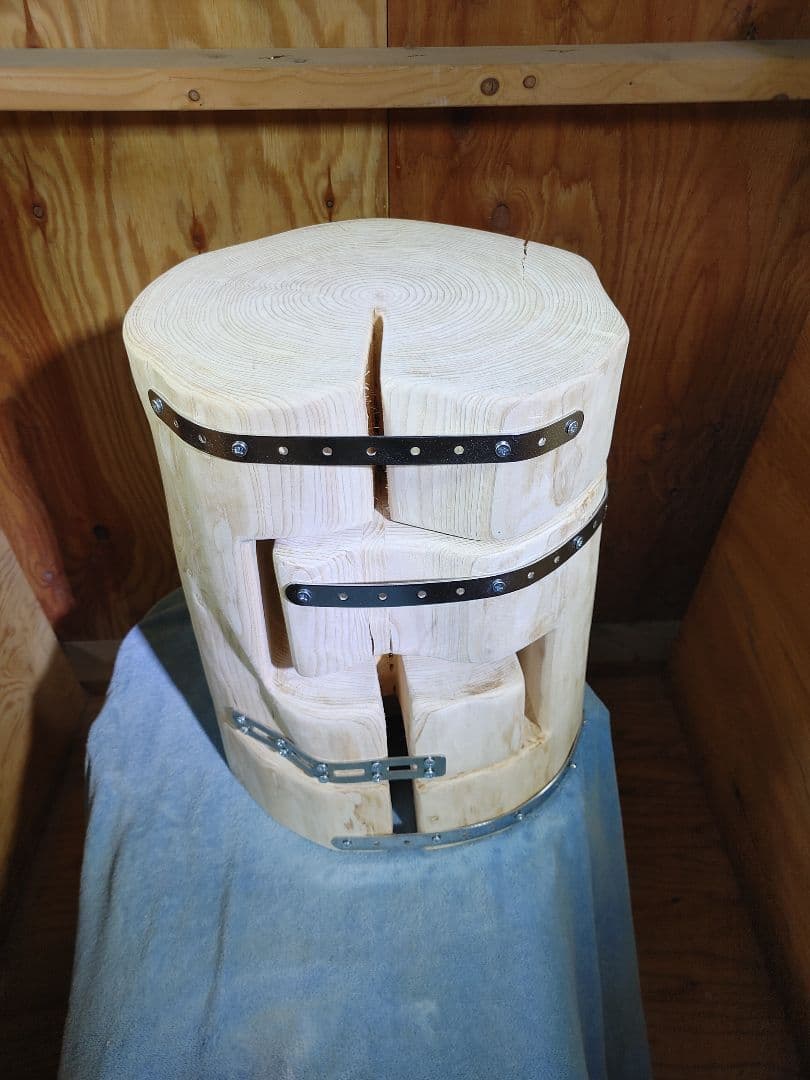 丸太 ひのき ふたご組合せハイテーブル椅子 スツール テーブル 高さ約43㎝