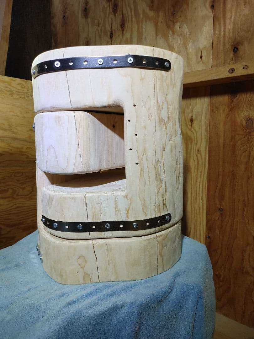 丸太 ひのき ふたご組合せハイテーブル椅子 スツール テーブル 高さ約43㎝