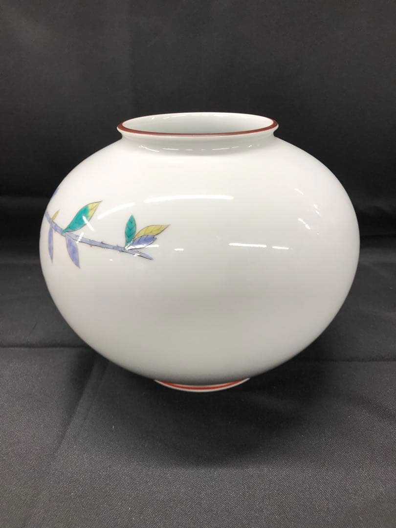 【美品】香蘭社　染錦模様　花瓶　フラワーベース