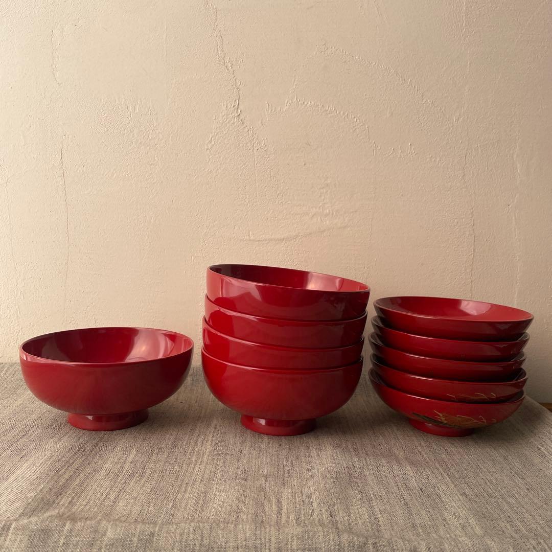 木製 螺鈿 手描き 漆塗 お椀 老松 ５個セット 加賀藩 山中塗？