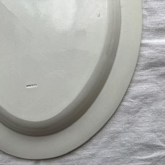 希少美品◆クレイユ単刻印オーバルプレート特大皿モントローオクトゴナルレリーフ雅姫