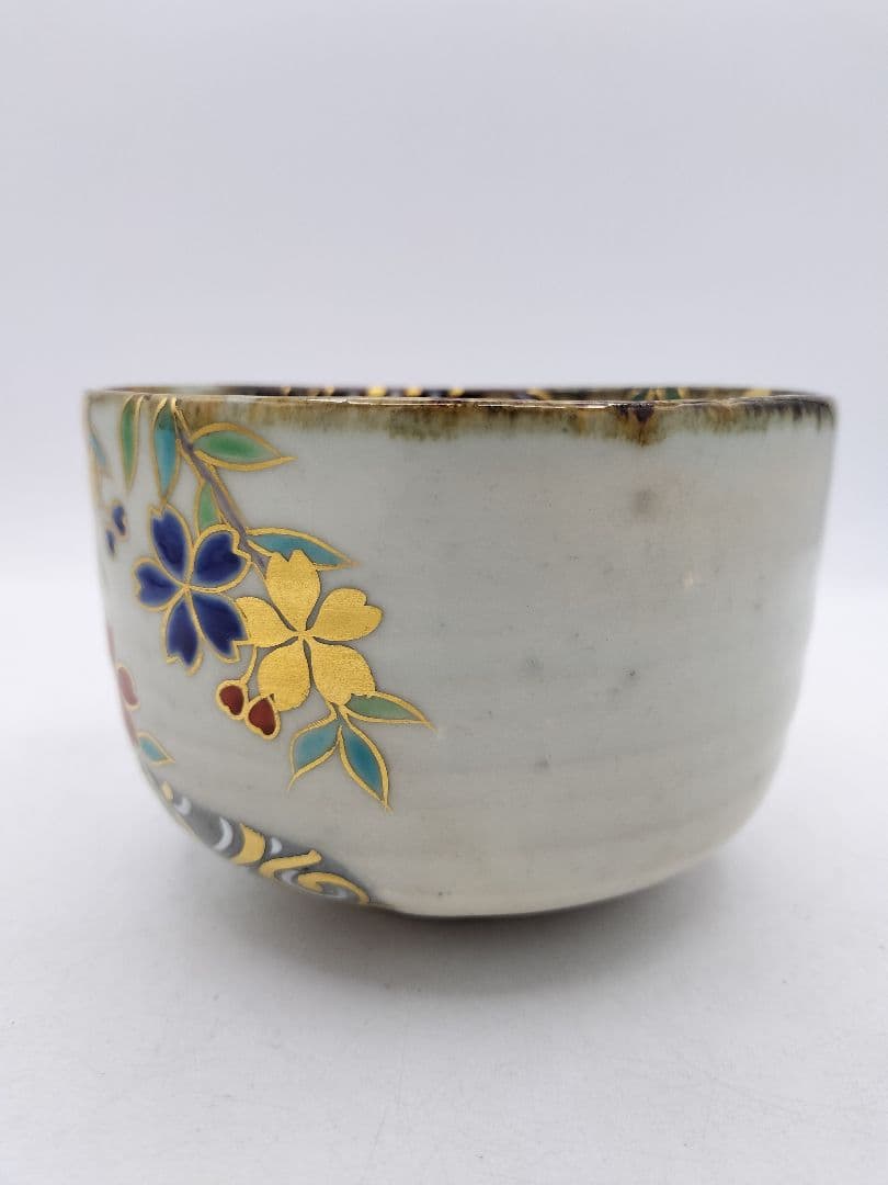 c917 茶碗 桜 流水 水無月窯 藤谷芳裁 木箱 茶道具 古物