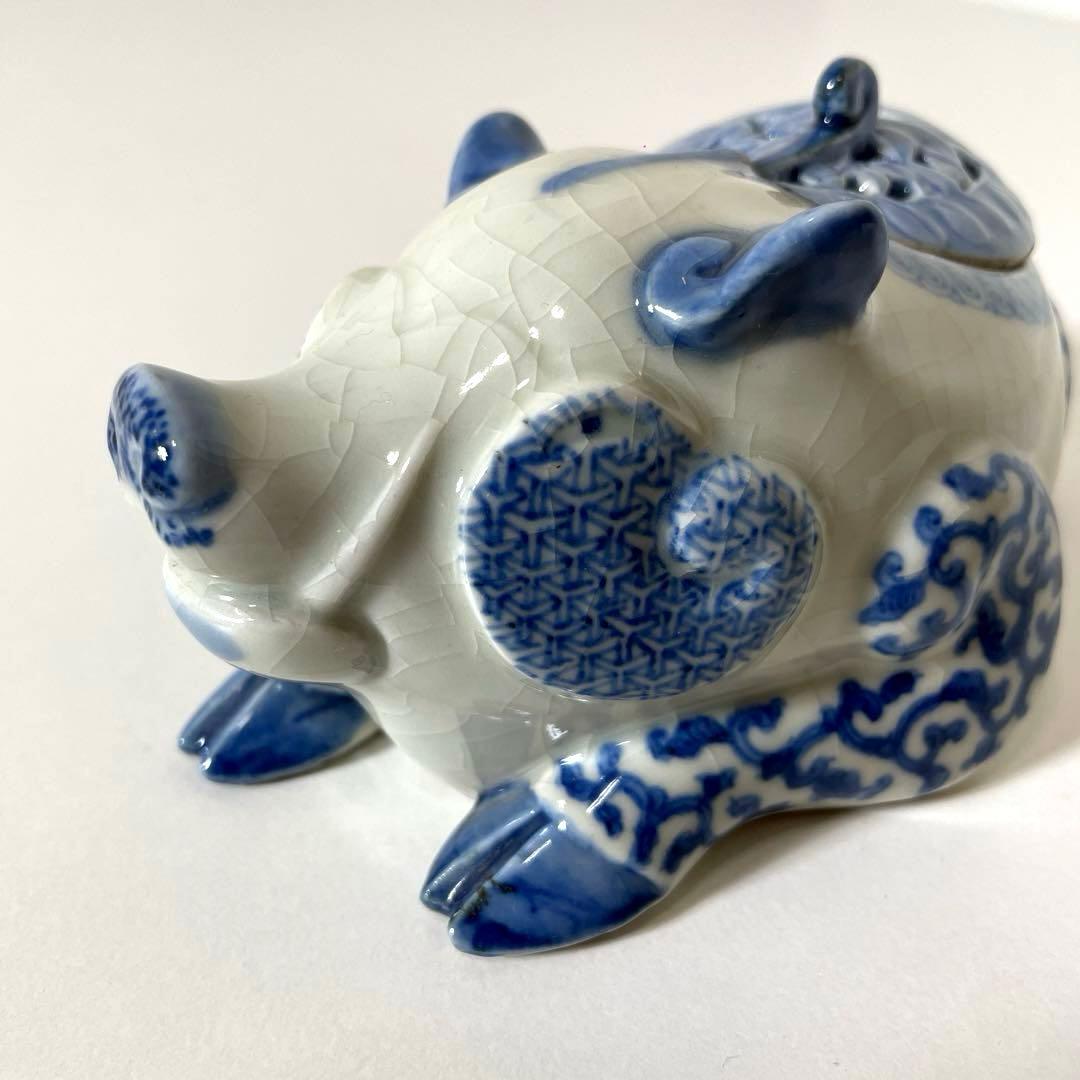 #XG446 古染付・猪型香炉・古染付・伊万里・香炉・骨董・中国古玩