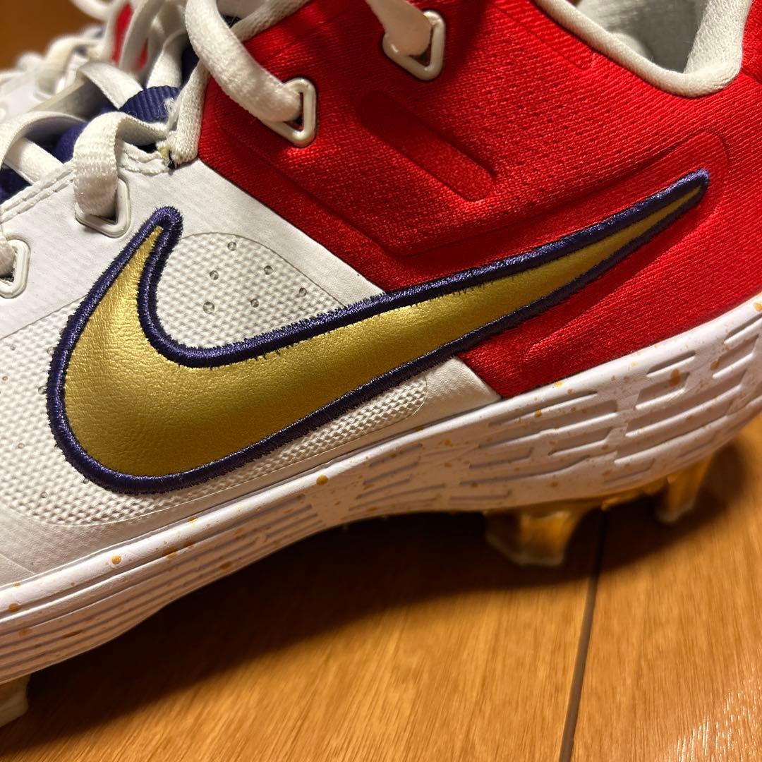 レア！ナイキ 野球 オーダースパイク ホワイト/レッド/ゴールド/パープル27㎝