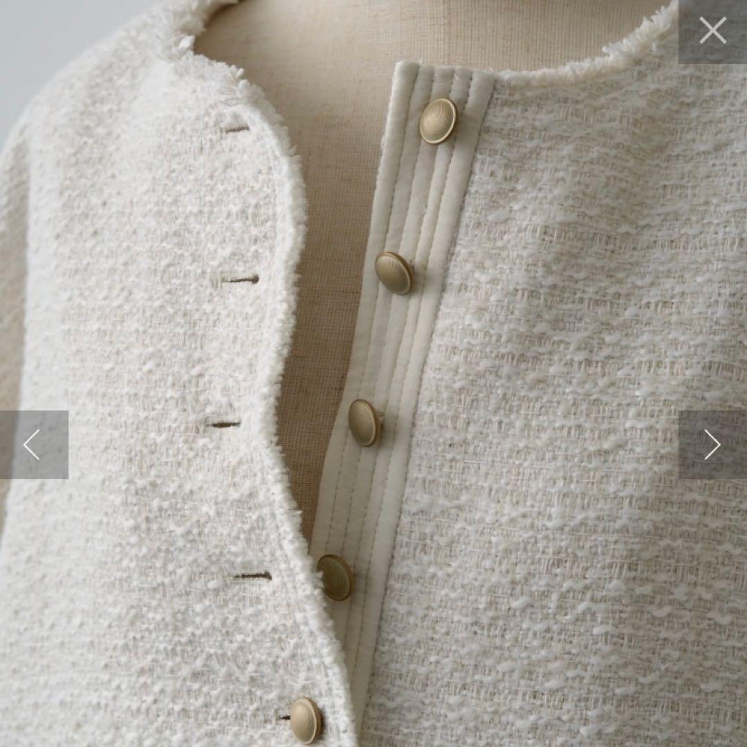 ★試着のみ★ PUAL CE CIN スラブツイードノーカラージャケット