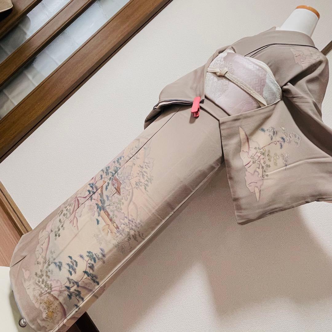 ベージュグレー 4点 フルセット 訪問着 入学式 卒業式 入園式 春 秋 冬