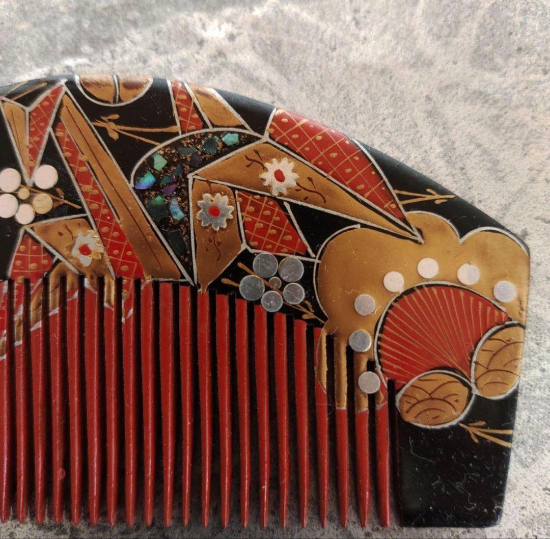 アンティーク着物　七五三　着物　折り鶴　前櫛セット