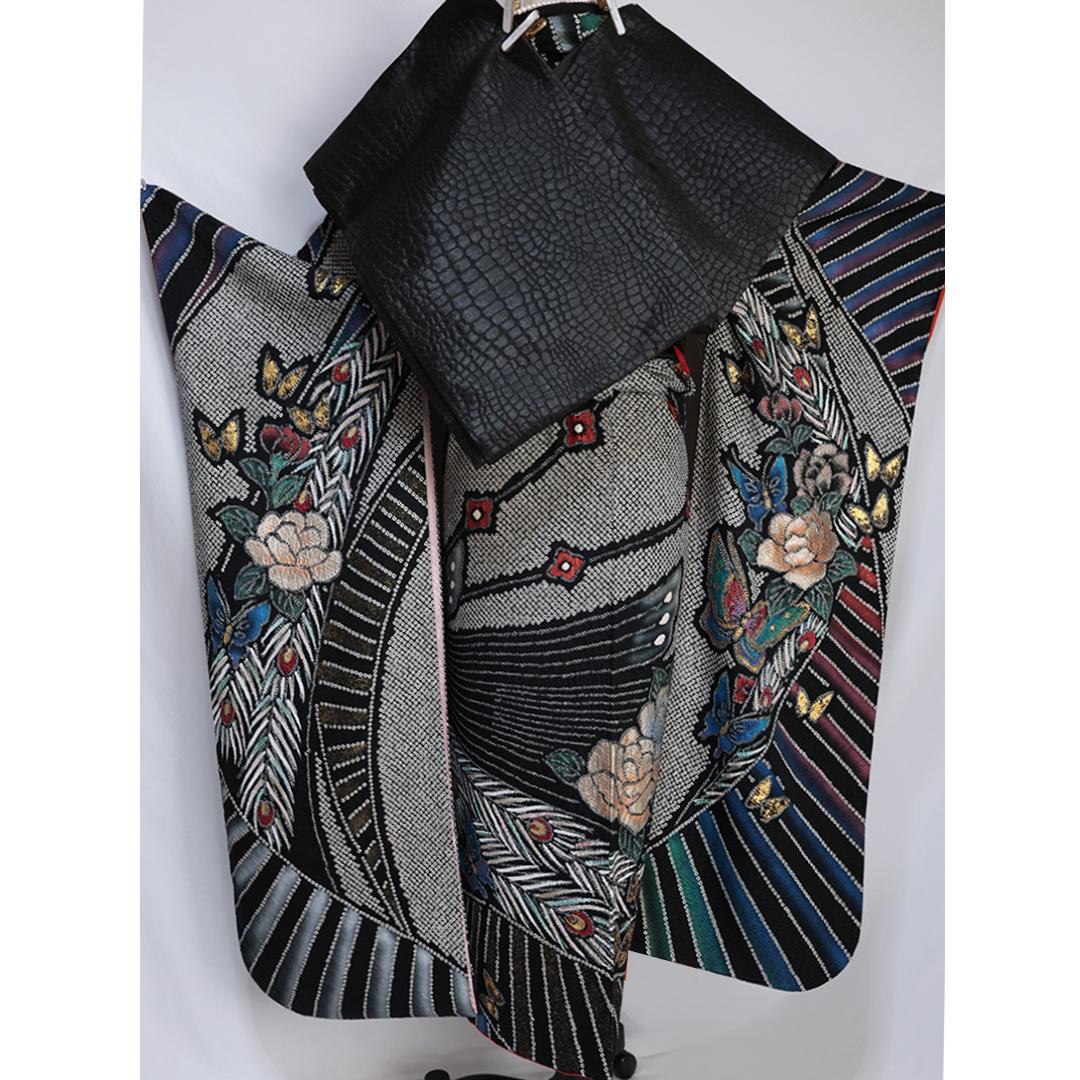 高級総絞り箔振袖単体162.5cmWR56