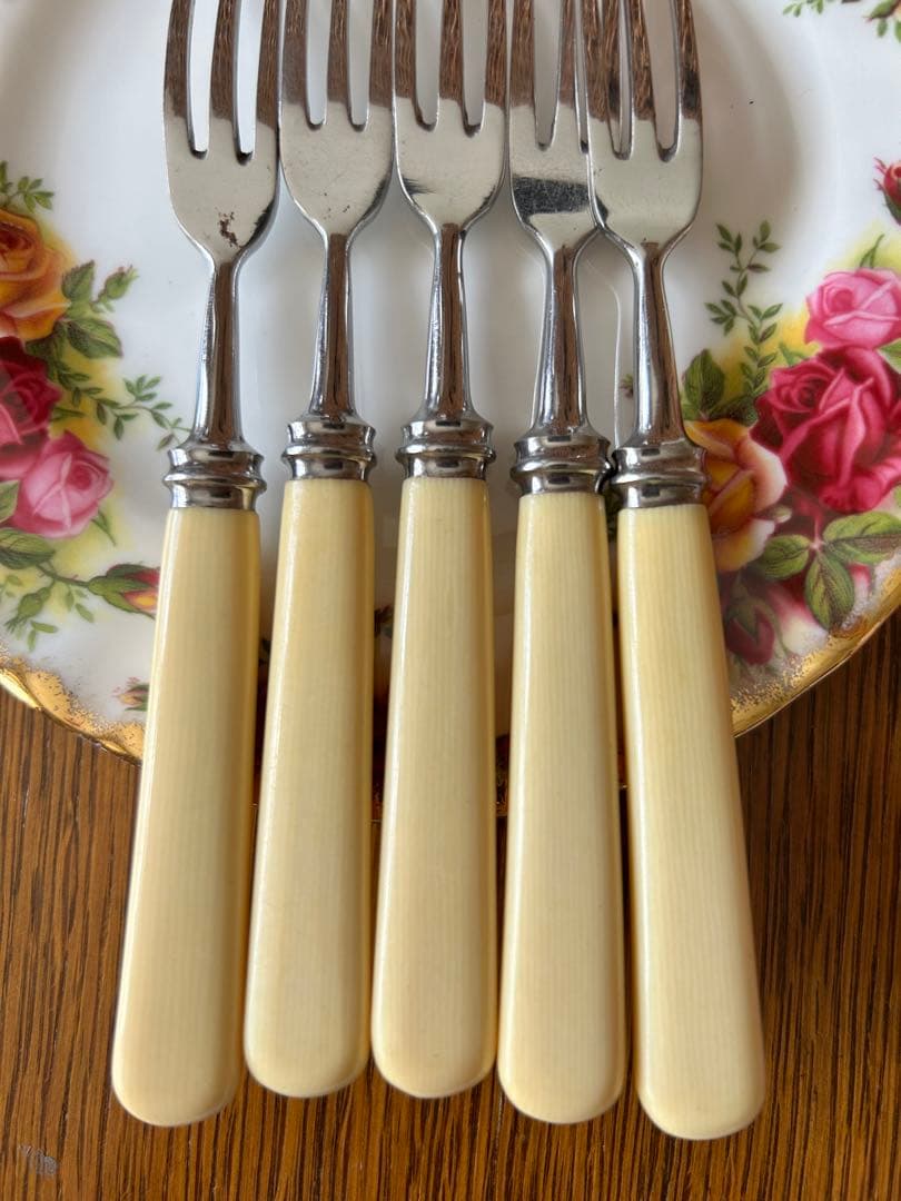 英国　ヴィンテージ　デザートフォーク　ケーキフォーク　ティーフォーク　5本