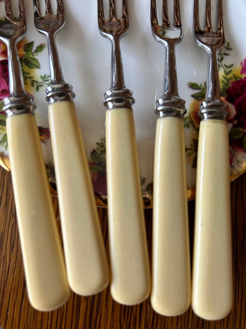 英国　ヴィンテージ　デザートフォーク　ケーキフォーク　ティーフォーク　5本
