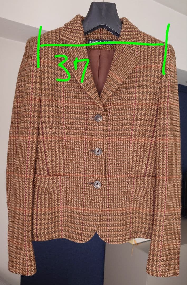 ブラウン系チェック柄テーラードジャケット