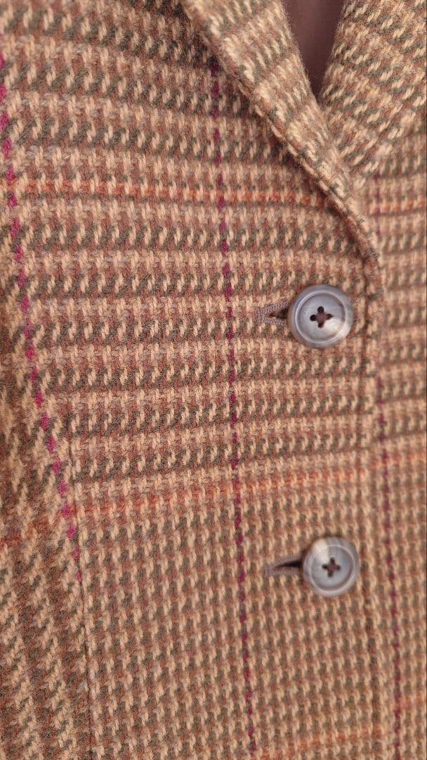 ブラウン系チェック柄テーラードジャケット