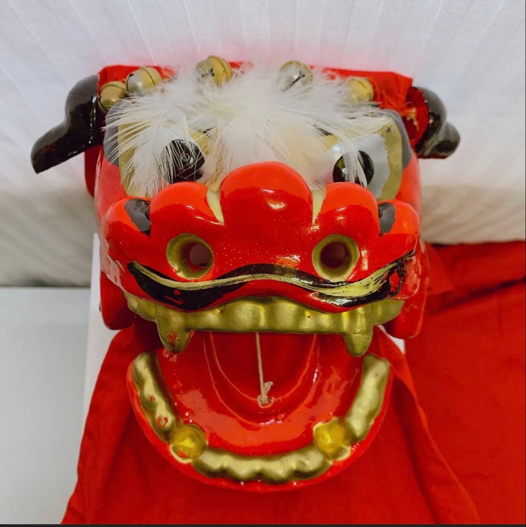 希少 手獅子 日本舞踊 小道具 獅子舞 赤獅子 舞手獅子 獅子頭 縁起物 魔除け