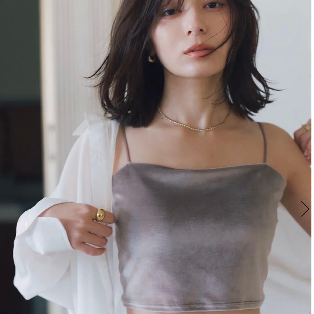 OURWACOAL anuansカップインベロアショートキャミソール